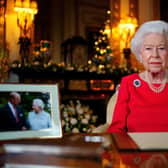 Queen Elizabeth II records her annual Christmas broadcast in the White Drawing Room in Windsor Castle, Berkshire.  Photo: Victoria Jones/PA Wire