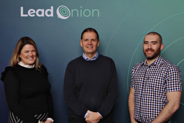 From left Zymplify Chief Marketing Officer Debbie Rymer, Zymplify Chief Executive Michael Carlin and Lead Onion CEO Michael Green