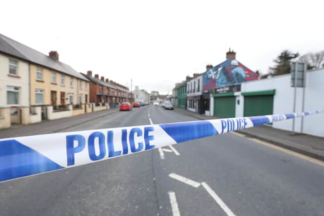 Emergency services at the scene of the stabbing at Church Street, Downpatrick. Picture Matt Mackey / Press Eye.