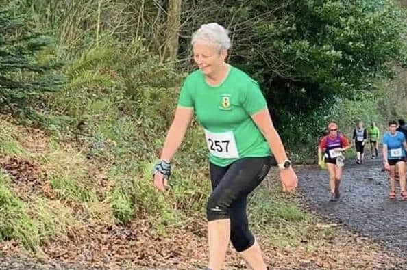County Antrim Harriers member Irene Downey taking part  in the Race Over The Glens.