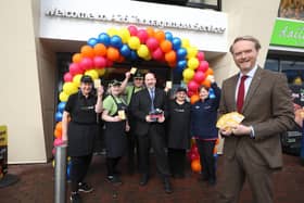 Pictured holding the award is Mark Cribbin, Account Director for Aramark Ireland and licensee of Maxol A26 Tannaghmore as Kevin Paterson, NI Regional Manager for Maxol (front right) presented vouchers to the staff of Maxol Service Station A26 Tannaghmore to celebrate and mark the important win.