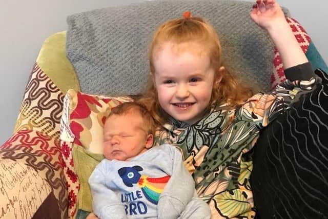 Scarlett Belshaw with her baby brother Jackson who was born on New Year's Day at Craigavon Area Hospital.