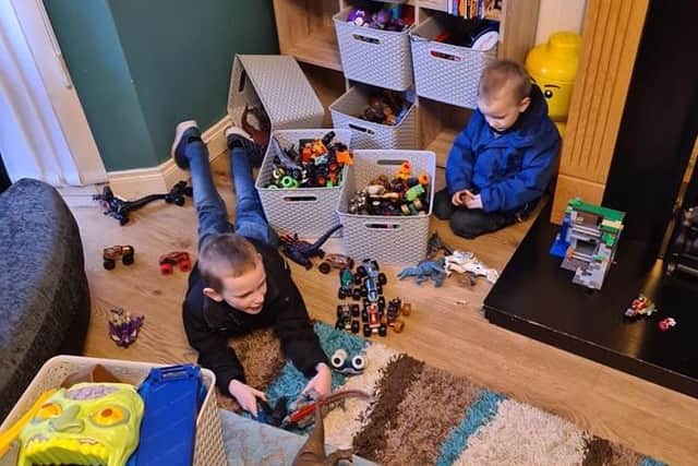 Ben and James Parker thrilled with the gifts Santa Claus delivered to their Portadown home.