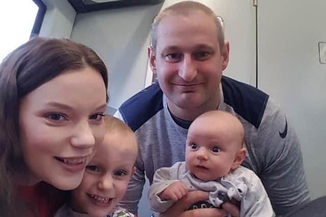 Portadown couple Jade and Lee Parker with their sons Ben and James.