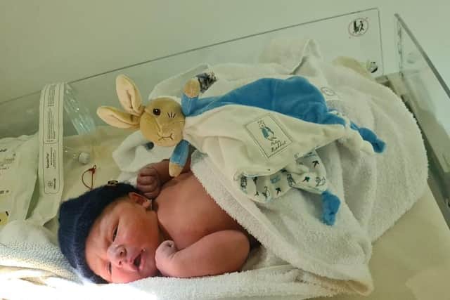 Portadown baby Jackson William Calvert Belshaw who was born in Craigavon Area Hospital on New Year's Day. Jessica gave birth at 5.03pm to a healthy 8lb 7.5oz boy. Both she and her wife Sarah and their daughter Scarlett are over the moon at the new arrival.