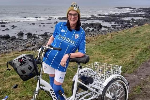 Portstewart woman Maureen Davidson in training for her Triangle Trike challenge in aid of The Olive Branch charity