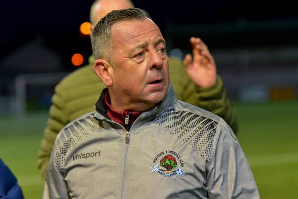 Institute boss Brian Donaghey is expecting a tough Samuel Gelston’s Whiskey Irish Cup tie against Portstewart. Picture by George Sweeney