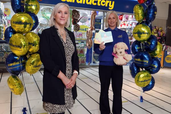 The Card Factory in Castle Mall, Antrim, has relocated to a new larger unit within the shopping centre. Pictured outside the new store is Area Manager, Val Irvine (left) and Store Manager, Mel Sloan (right).