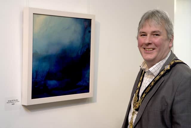 Mayor of Causeway Coast and Glens Borough Council, Councillor Richard Holmes, pictured at the new art exhibition Songs of the Sea by internationally acclaimed artist Rikki-Louise van den Berg at Roe Valley Arts and Cultural Centre in Limavady