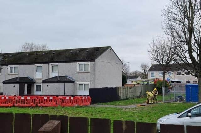 Firefighters on the scene at a potential gas pipe leak in Craigavon.