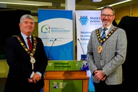 Antrim and Newtownabbey Mayor Cllr Billy Webb (left) and Mid and East Antrim Mayor Cllr William McCaughey.