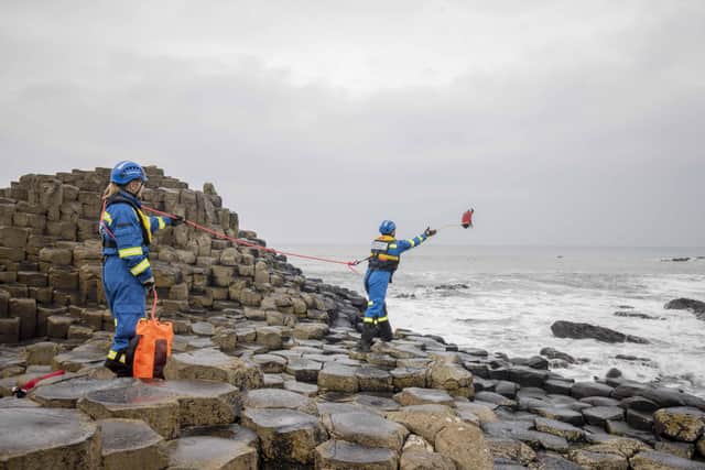 A throwline is used to mark the celebration of 200 years of HM Coastguard at 11am on January 15, 2022. Picture Kevin McAuley/McAuley Multimedia