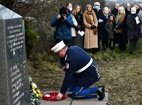 Paying respects those killed at Teebane 30 years ago.Picture: Colm Lenaghan/ Pacemaker