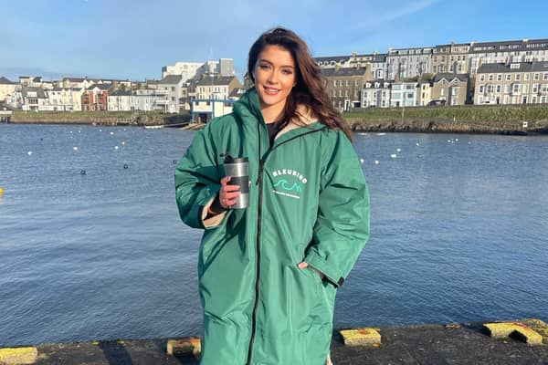 SDLP East Derry MLA Cara Hunter at Portrush Harbour after completing her swim