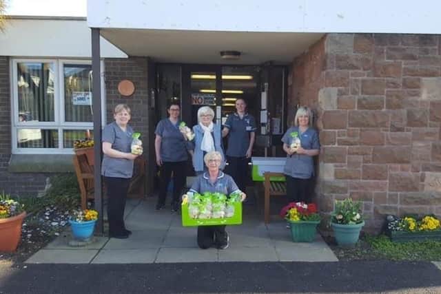 Easter treats sourced from Lidl by members of Larne Area Community Support Group were delivered to Lisgarel Nursing Home.
