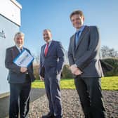 Confirming Kilwaughter’s further £90K cash injection to LEDCOM and the official extension of the partnership for the next three years is Kilwaughter Minerals Director, Simon McDowell, pictured with LEDCOM Chairman, Dr Norman Apsley OBE and CEO, Ken Nelson MBE.