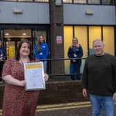 Back row -  Andrew Woodside, Careers Adviser, Emma Porritt, Education Support Co-ordinator, Carrie Fleming, Student Engagement Officer and Lisa Burns Student Finance Co-ordinator alongside Dr Laura Firth, Head of Student Experience, Stephen McCartney, Head of Student Services at the front row.