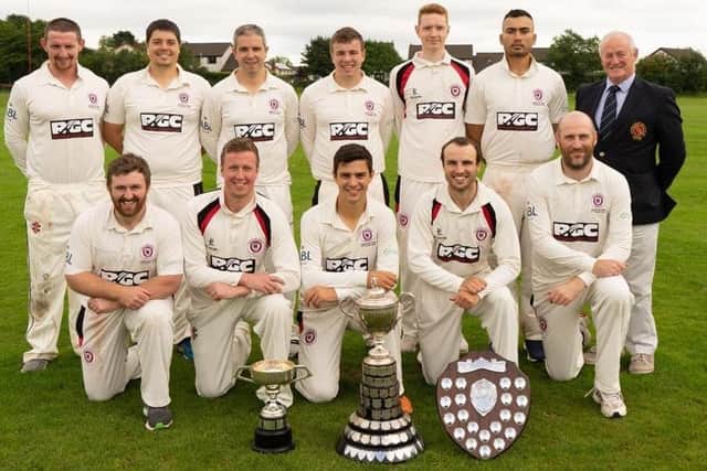 The Templepatrick Cricket Club First XI who won the league, Junior Cup and T20 in 2018.