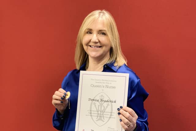 Denise Broderick, Locality Manager with her Queens Nurse Title Award