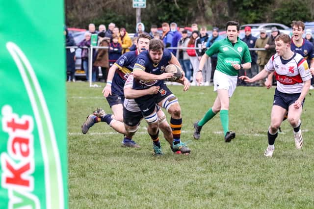 Banbridge's Ryan Hughes in action against Old Wesley. Picture: John Mullan