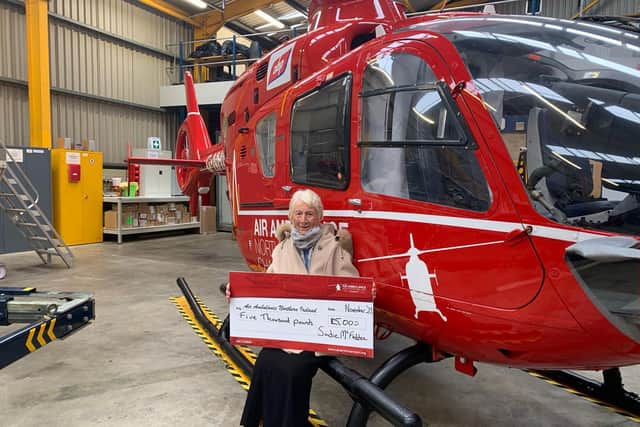 inspirational woman Sadie McFadden, who helped fund a day of the Air Ambulance NI service by asking for donations instead of gifts for her 90th Birthday.
