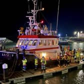 More than 40 firefighters attended the scene of a boat fire in Glenarm marina.  Picture: McAuley Multimedia.