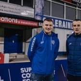 Oran Kearney welcomes Andrew Mitchell to Coleraine. PICTURE: David Cavan