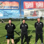 Assistant manager Jonny Gracey, Manager William Black and goalkeeper coach Simon Hamilton.