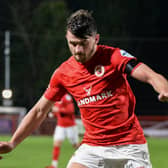 Lee Bonis has now scored three goals in his past two games for Larne following a January transfer from Portadown. Pic by Pacemaker.