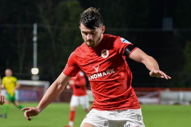 Lee Bonis has now scored three goals in his past two games for Larne following a January transfer from Portadown. Pic by Pacemaker.