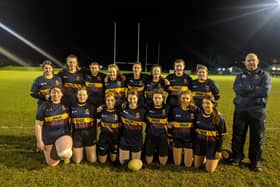 Bann's U16 Girls team with coach Philly Stronge after their cup win over Letterkenny-Inishowen