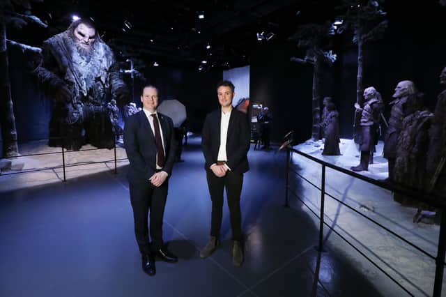 Economy Minister Gordon Lyons pictured at the new Game of Thrones Studio Tour at Banbridge with Brad Kelly, General Manager, Linen Mill Studios