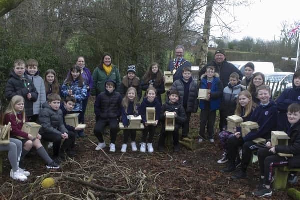 Big Garden Birdwatch 2022 Kells & Connor PS with Mayor Cllr William McCaughey