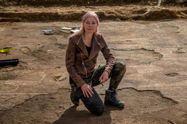 Professor Alice Roberts pictured at one of the digs features in the ninth series of Digging For Britain from the BBC. Picture: Dave Stevens/Historic England Archive