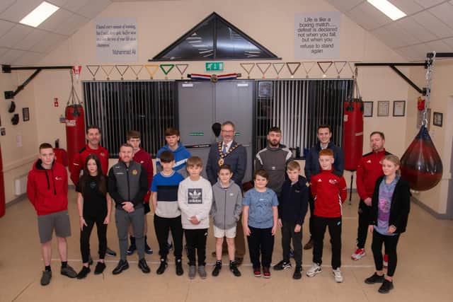 Castle Boxing Club welcomes the Mayor, Councillor William McCaughey and Olympic medal-winning boxer Paddy Barnes.