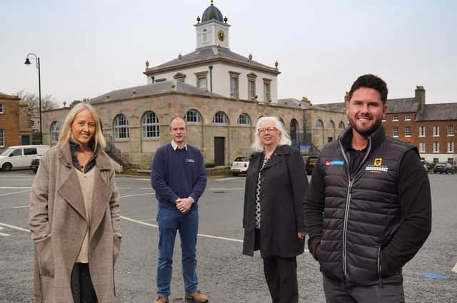 L-R Lynne McCabe - Ralph’s Moira and Lisnacurran in Royal Hillsborough, Michael Thompson - Iconic Biscuits, Councillor Hazel Legge - Vice Chair of the council’s Development Committee and Isaac Lyons - Lyons Karting & Juggernaut Paintballing