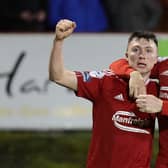 Portadown's Oisin Conaty celebrates his goal