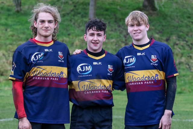 Making their club debut for Banbridge Fourths against Instonians Thirds, Academy players Marcus McNeill, Ben Bradshaw and Will Russell. Picture: John Mullan