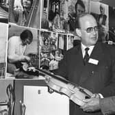 Mr Colin Anderson, chairman of LEDU with Mr John Waddell, former chairman, at the opening of an exhibition to mark the 10th anniversary of the Local Enterprise Development Unit in September 1981. They are seen admiring the work of Mr James McKillop, a violin maker from Carnlough, Co Antrim. Picture: News Letter archives