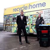 Eric Randall (Bryson Recycling) and DAERA Minister Edwin Poots pictured at Bryson Recycling in Mallusk.