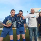 Rory Best, Sported ambassador, playing tag rugby with young people from Portadown Panthers to launch the new Include project.