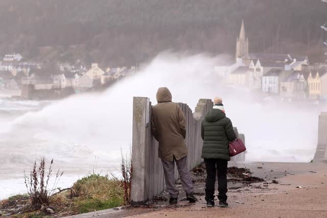 Strong winds and waves hit the coast at Newcastle, Co. Down during Storm Barra in December.
Picture: Jonathan Porter/PressEye