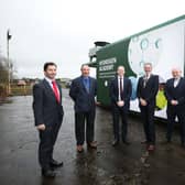 Mel Higgins, Principal and Chief Executive of Northern Regional College, Brian Hood, Managing Director of BS Holdings Ltd, Gordon Lyons, Minister for the Economy, Councillor William McCaughey, Mayor of Mid and East Antrim, Paul McCormack, Innovation Manager at Belfast Met and Graham Whitehurst, MBE, Chair of Mid and East Antrim’s Manufacturing Task Force.