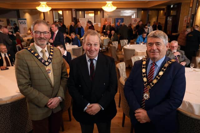 Veterans Commissioner Danny Kinahan at the Roadshow with the Mayor of Mid & East Antrim and Antrim & Newtownabbey