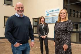 Members of NWRC's Business Support Team are encouraging people to apply for a new Welding Academy at NWRC Greystone. From left are Marc McGerty, Business Development Executive, Sinead Milligan, Business Development Executive and Sinead Hawkins, Business Skills Manager.