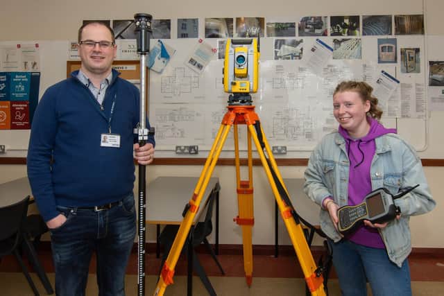 Orla McGilligan who studies Civil Engineering at Cross Passion College with Mark Davidson, Northern Regional College lecturer.