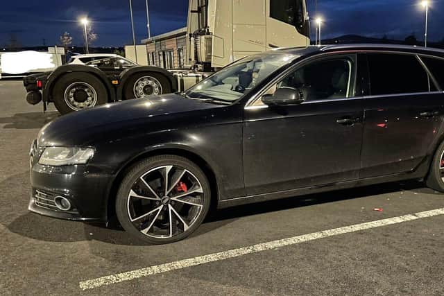The black Audi seized by police on the M1. Picture: PSNI