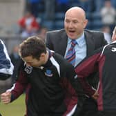Paul Doolin celebrates Setanta Sports Cup success in 2007 with Drogheda United at Windsor Park. Pic by Pacemaker.