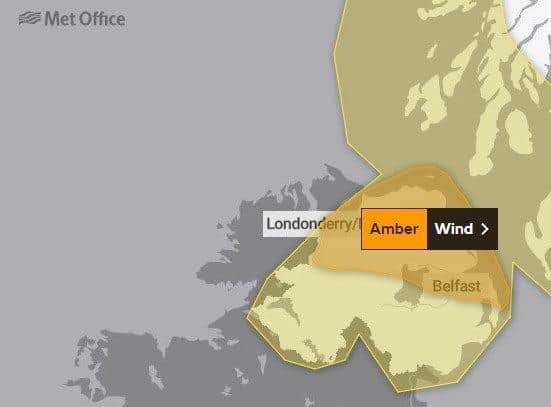 An amber weather warning is in place for parts of Northern Ireland with the arrival of Storm Franklin.