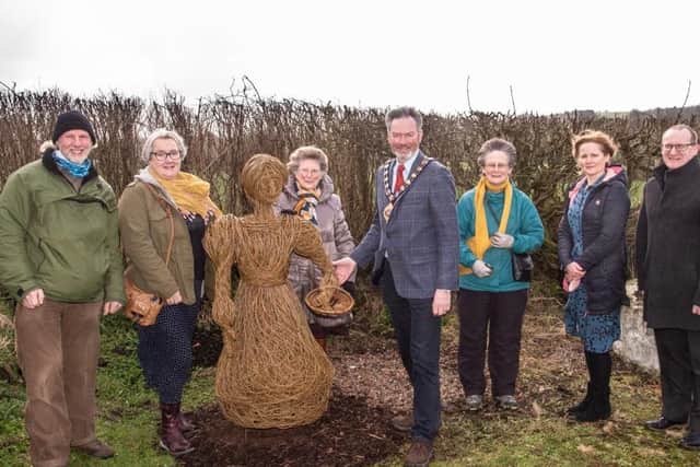 Mayor Cllr William McCaughey with representatives from Bann Maine West Community Cluster Group and Craig Parish Church alongside Welig Heritage Crafts who were commissioned for the project.